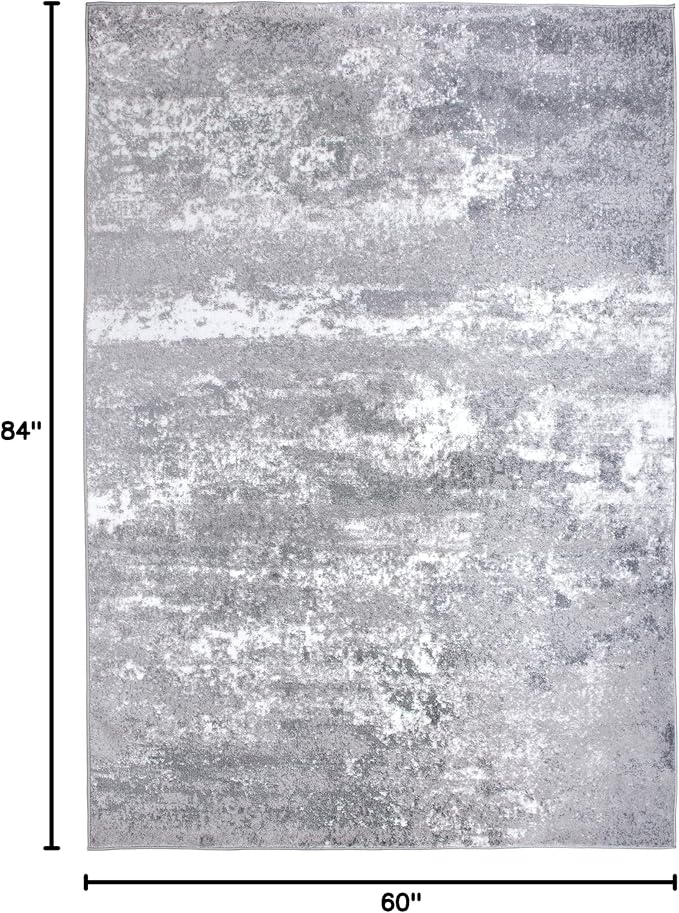 Rugshop Watercolor Distressed Modern Bohemian Area Rug Gray 5' x 7'