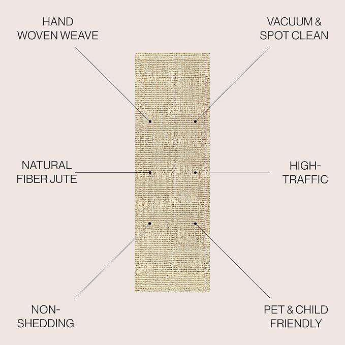 JONATHAN Y Hiro Hand Woven Chunky Jute Ivory Runner Rug, 2x10, Bohemian, Transitional, Easy-Cleaning for Living Room, Bedroom, Kitchen, Pet Friendly, Non-Shedding (NFR103A-210)