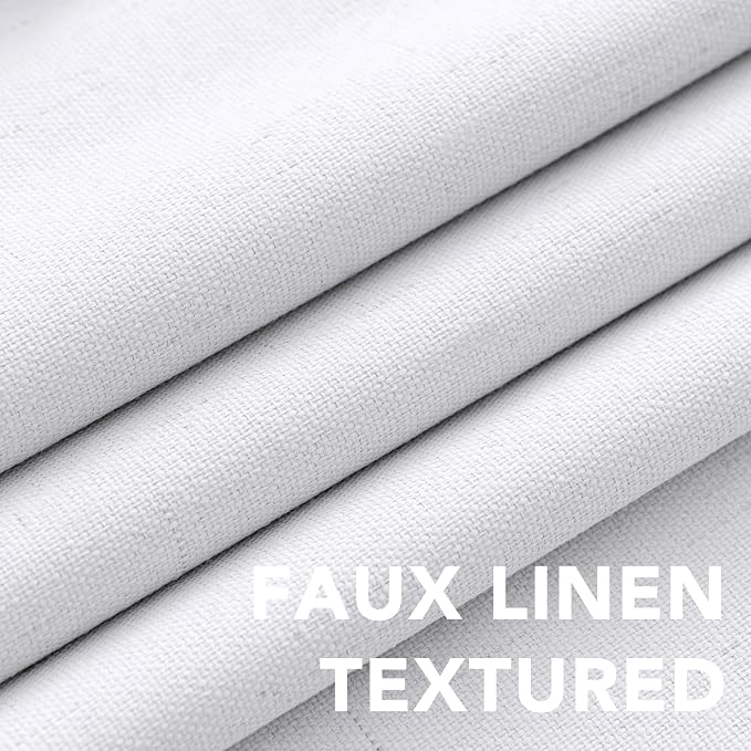 H.VERSAILTEX Linen Blackout Curtains 45 Inches Long 100% Blackout Thermal Insulated Textured Linen Look Curtain Draperies Anti-Rust Grommet, Energy Saving with White Liner, 2 Panels, Bright White