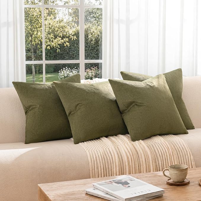a moment Waterproof Throw Pillow Covers Set of 4,24x24 Inch Outdoor Stain Resistant Pet Friendly Pillowcases Cushion Covers for Patio Sofa and Living Room,Rust