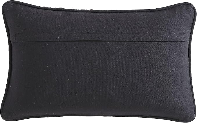 Boho Living Jada Premium Woven Design, Decorative Throw, Living Room Décor, (1) 12" x 20" Pillow Cover, Black