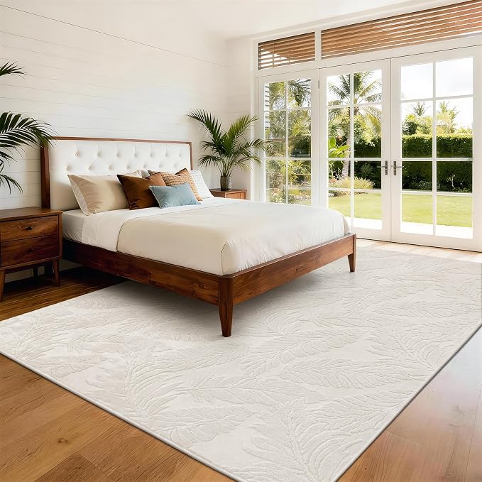 Pauwer Area Rugs for Living Room 8x10, Machine Washable Non Slip Rug, Beige | Neutral Boho Modern, Soft Fluffy Indoor Floor Carpet, For Bedroom Dining Room Nursery Kids Room Dorm