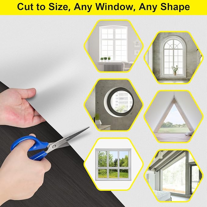 FADOTY 100% Blackout Curtains 2 Pack, 57"x 118" Black Out Window Cover | Blackout Window Film Shades Blinds, Cuttable, No Drill, Sun Heat Light Blocker for Bedroom, Nursery, Media Room, RV, White