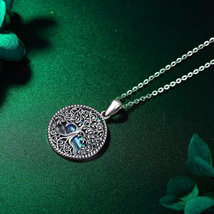Odinstone Tree of Life Necklace, Sterling Silver Pendant for Women Family Tree Necklaces Jewelry for Mom/Wife/Grandma(With Fine Gift Box)