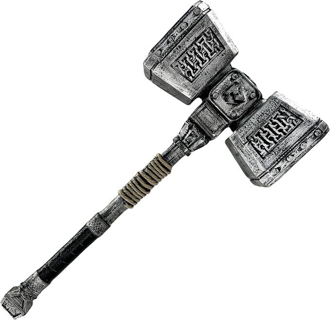 LOOYAR Norse Thunder Hammer Foam Prop for Costume Play & Reenactment | Norse thunder hammer design PU foam Detachable head and handle Lightweight safe construction For LARP cosplay Halloween