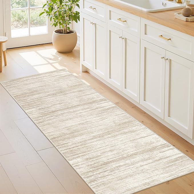 2x6 Runner Rug Non Slip,Washable Hallway Runner Rug,Brown | Neutral Rugs for Kitchen,Entryway,Bedroom,Bathroom,Nursery Room,Thin,Soft Runner Rug,Stain Resistant Indoor Carpet