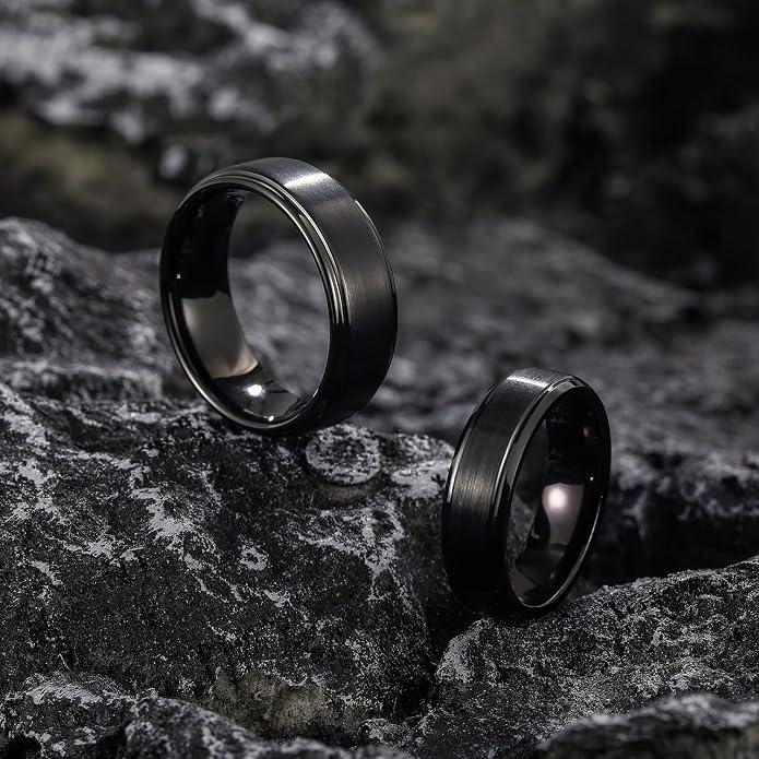Greenpod 6mm 8mm Black Tungsten Rings for Men Women Brushed Wedding Bands Ring Matte Finished Comfort Fit Size 4-15