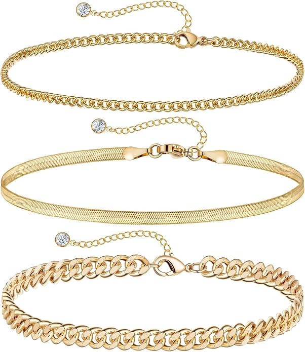 DEARMAY Gold Anklets for Women Waterproof, Non Tarnish14K Gold Plated Ankle Bracelets Set Stack, Summer Beach Jewelry Gifts for Vacation, Bikini Outfits for Women Mom Her
