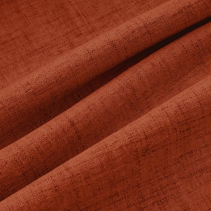 MIULEE Fall 100% Blackout Linen Curtains 42 x 63 Inch Burnt Orange 2 Panels | Thermal Insulated, Room Darkening Drapes for Bedroom Living Room, Back Tab Rod Pocket Pinch Pleated, Solid Luxury Decor