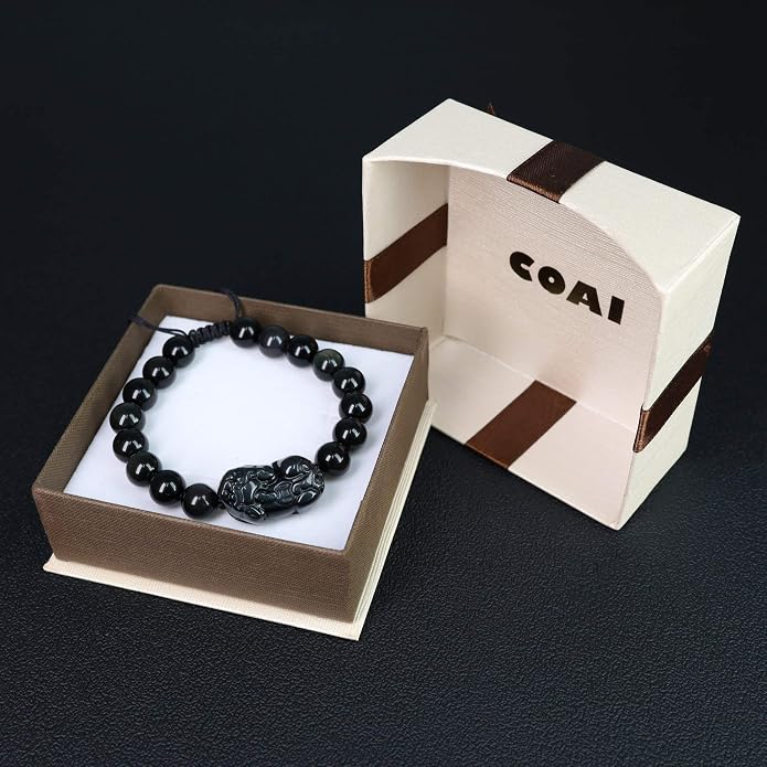 COAI Chinese Feng Shui Pixiu Piyao Stone Tiger Eye/Obsidian/Aventurine Bracelet