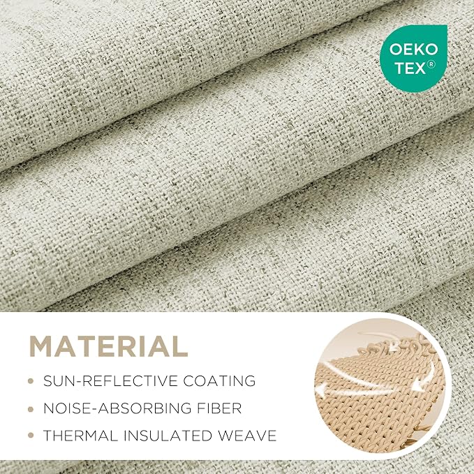Joydeco Blackout Curtains for Bedroom - 100% Light Blocking 2 Panels Light Beige Drapes 37"W x 72"L, Thermal Insulated Room Darkening Curtains, Linen Textured for Living Room, Rod Pocket & Back Tabs
