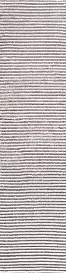 JONATHAN Y Cole Pinstripe High-Low Dark Silver/White Runner Rug, 2x8, Modern, Minimalist, Easy-Cleaning for Living Room, Bedroom, Kitchen, Pet Friendly, Non-Shedding (CAR101E-28)