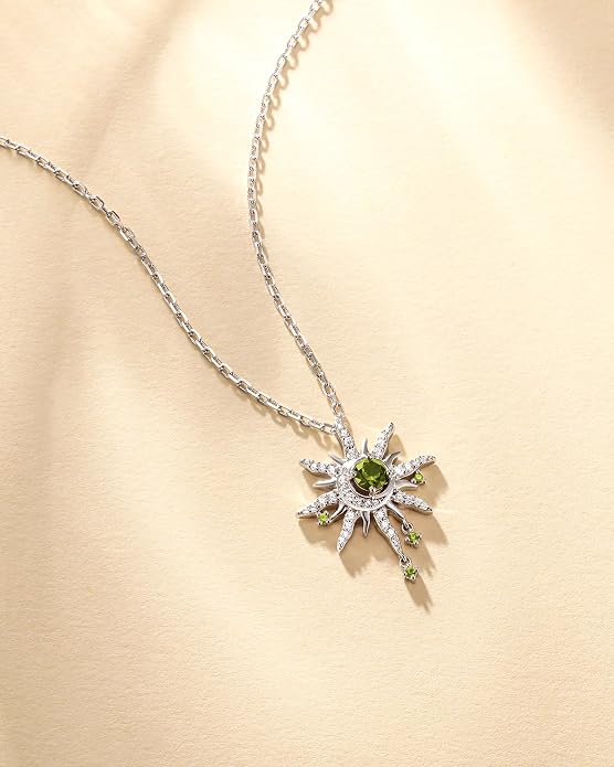 FANCIME Soluna Nexus Necklace for Women Sterling Silver Moon Jewelry Sun Pendant Fine Jewelry Gemstone Birthday Mothers Day Gifts for Wife