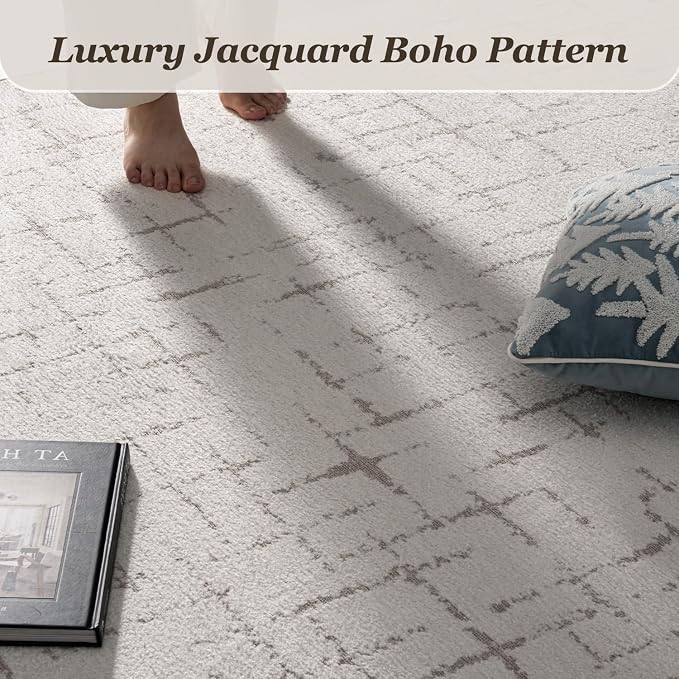 Engiw-Beige Neutral 6x9 Area Rug for Living Room Rug-Carpet Bedroom Rugs Textured Tufted Jacquard Modern Washable Rug for Dining Room Nursery Non Slip