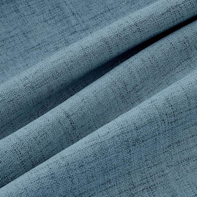 MIULEE 100% Blackout Linen Curtains 42 x 84 Inch Stone Blue 2 Panels | Thermal Insulated, Room Darkening Drapes for Bedroom Living Room, Back Tab Rod Pocket Pinch Pleated, Solid Luxury Decor