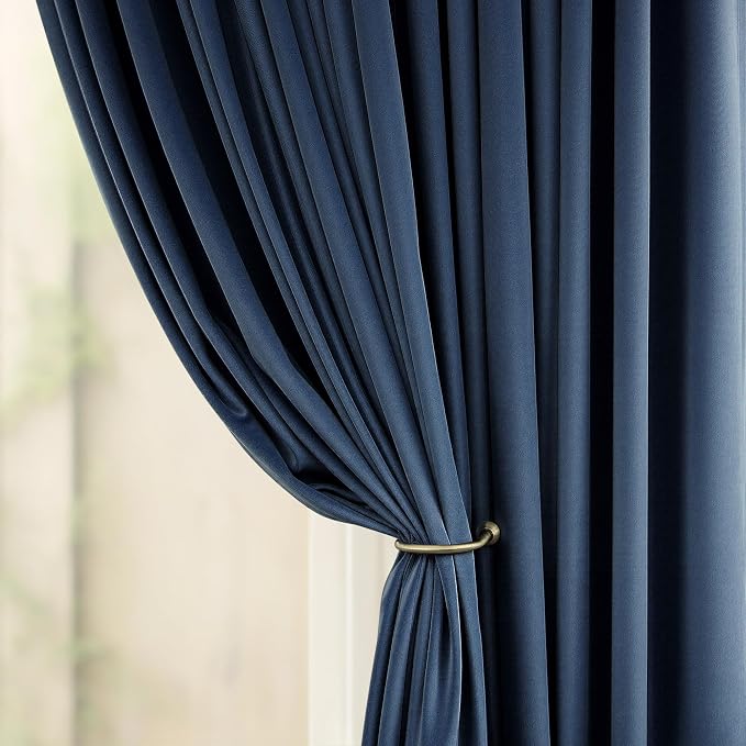Navy Blue Velvet Curtains 72 Inch Long 2 Panels Moody Vira Thermal Insulated Room Darkening Window Shades Soundproof Dark Out Curtain for Living Room Dining Office Kids Children Boys Bedroom 72 Length