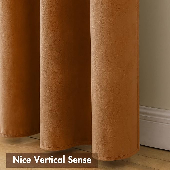 MIULEE Gold Brown Blackout Velvet Curtains Drapes 96 Inch Long 52"x96" | Luxurious Bedroom Living Room Decor, Room Darkening, Thermal Insulated, Rod Pocket Design, Super Soft Fabric