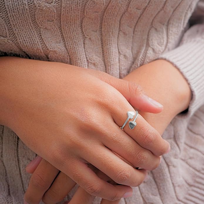 18k Gold Plated Simple Minimalist Heart Adjustable Stackable Halo Ring Band for Women Valentines Day Gifts for Her Comes with a Gift Box