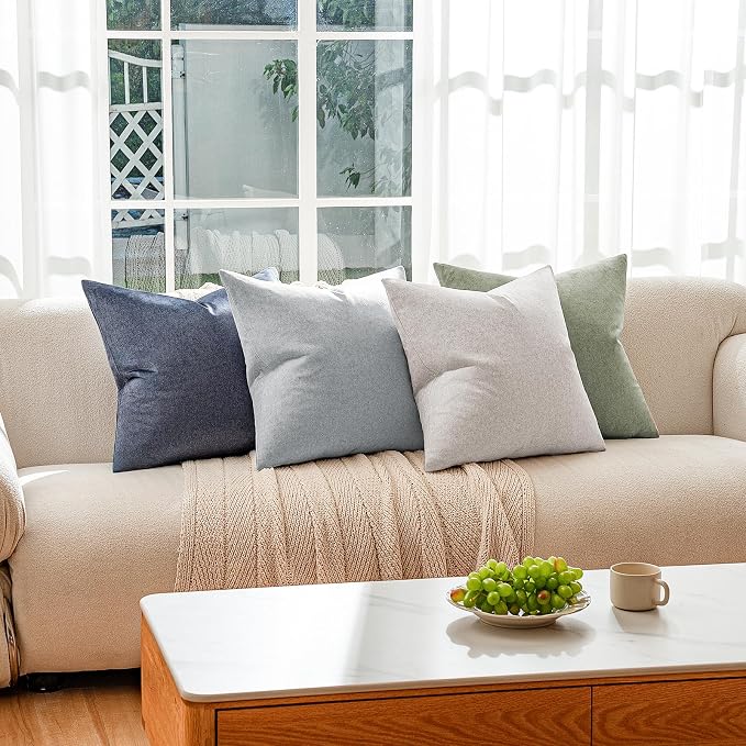 a moment Waterproof Throw Pillow Covers Set of 4,26x26 Inch Outdoor Stain Resistant Pet Friendly Pillowcases Cushion Covers for Patio Sofa and Living Room,Coastal Mist