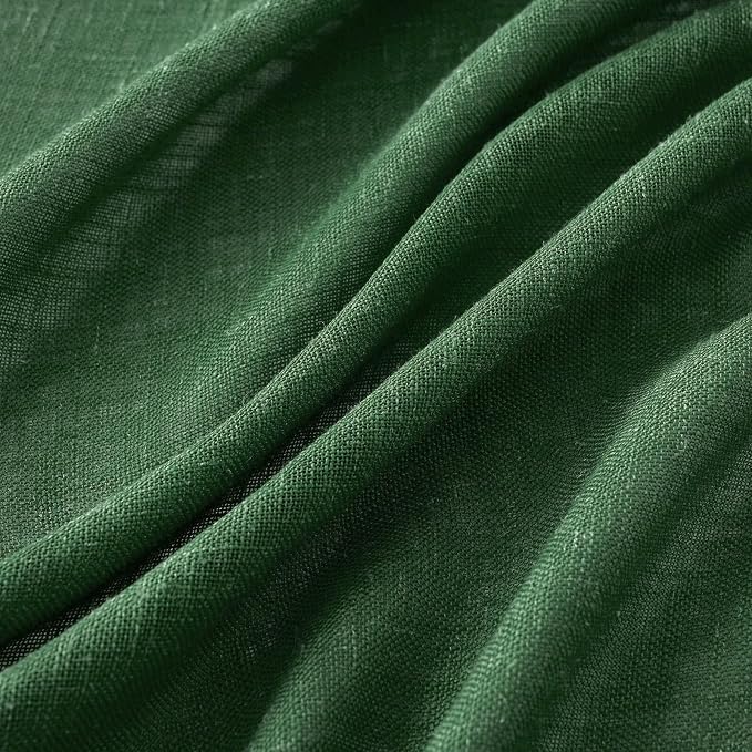 MIULEE Emerald Green Linen Curtains 108 Inches Long for Bedroom Living Room, Soft Thick Linen Textured Window Drapes Semi Sheer Light Filtering Back Tab Rod Pocket Christmas Decor, 2 Panels