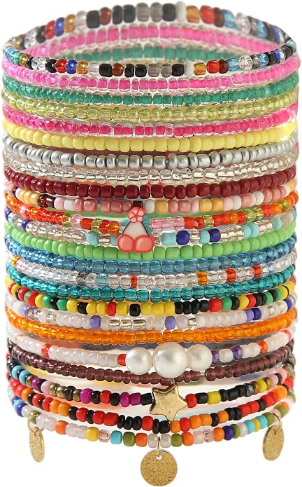 Beaded Anklets for Women Handmade Boho Beaded Ankle Bracelets Colorful Beads Foot Anklets for Women