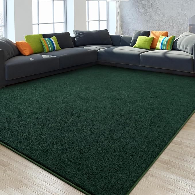 Gifeas Large Ultra Soft Modern Area Rugs for Living Room Bedroom, 7x10 Feet Deep Green Thickened Memory Foam Indoor Solid Minimalist Carpets, Non-Slip Comfy Rug for Boys Girls Nursery Room Home Decor