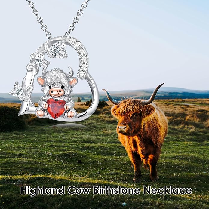 PELOVNY Teddy Bear Necklace for Women 925 Sterling Silver Bear/Highland Cow/Fox/Cat/Axolotl Birthstone Necklace Christmas Birthday Jewelry Gifts for Mom Daughter Wife Sister