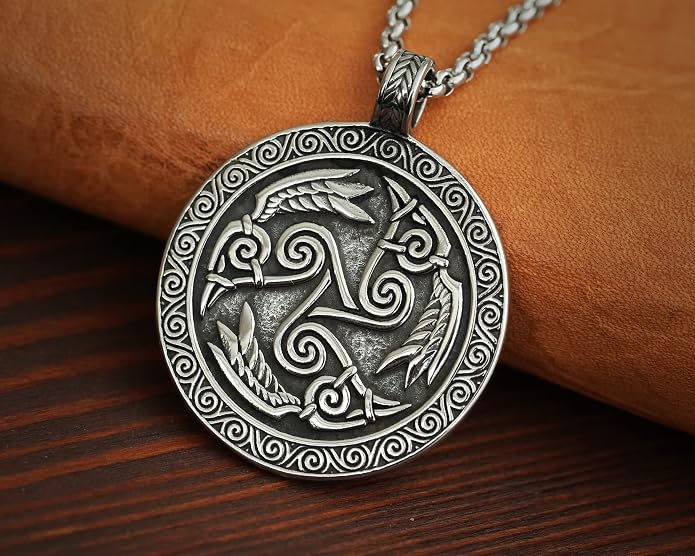 Baldur Jewelry - Viking Raven Crow Bird Necklace - Celtic Norse Odin Bird Raven Hugin Munin Pendant Necklace - Raven Wings Necklace - Raven Jewelry - Raven Skull Pendant - Raven Gifts