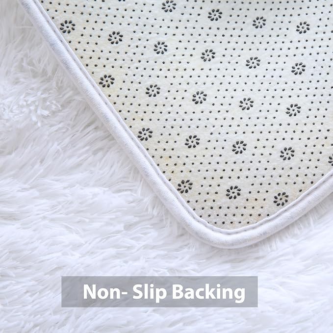 White Area Rug 10x14 for Living Room - Large Soft Shag Non-Slip Carpet | Cloud-Soft Comfort: Microfiber Memory Foam Layers Cradle Every Step - Cozy Warmth Your Whole Family Will Sink Into Daily