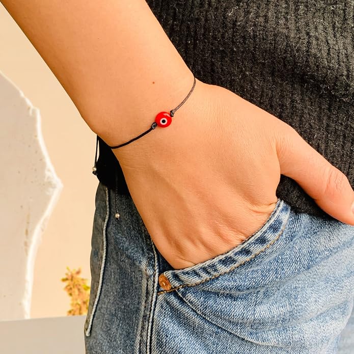 4 Pcs Evil Eye Bracelets & Anklet - Handmade Evil Eye Jewelry for Women's Protection