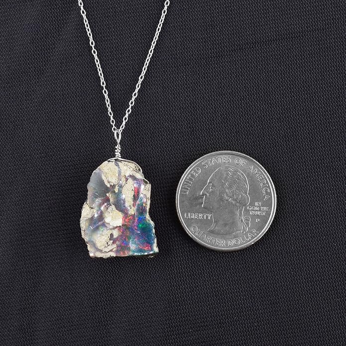 Natural Gemstone Pendant Necklace for Women Handmade Birthstone Healing Crystal Jewelry Chain 20" Stone Birthday Christmas Wedding Gifts for Her