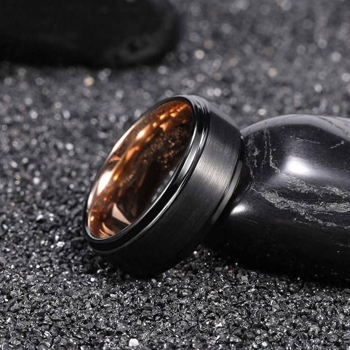 TRUMIUM 4mm 6mm 8mm Tungsten Rings for Men Women Silver Blue Rose Gold Plated Black Tungsten Wedding Band Matte Brushed Finish Comfort Fit Size 4-15