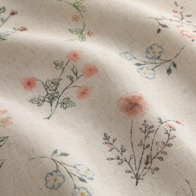 Boho Floral 100% Blackout Curtains for Bedroom 108 Inch Length 2 Panels Set, Linen Texture Farmhouse Curtains Beige Tassel for Living Room Vintage Thermal Insulated Room Darkening