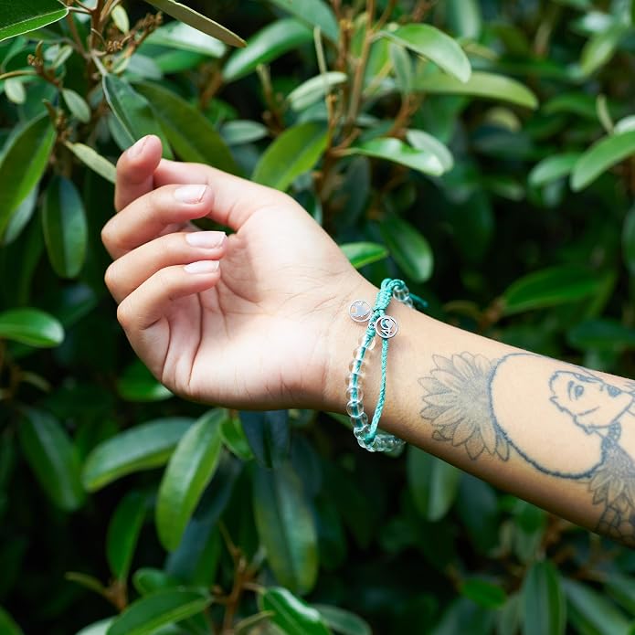 4ocean Beaded Bracelet - Removes 1 Pound of Ocean Plastic - Handcrafted, Adjustable Unisex Recycled-Jewelry - Supports Marine Life Conservation Through Ocean Plastic Removal