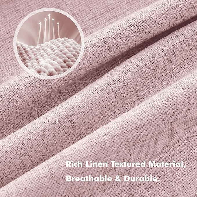 MIULEE 100% Blackout Linen Curtains for Bedroom 42 x 72 Inch Pink 2 Panels | Thermal Insulated, Room Darkening Drapes for Living Room, Back Tab Rod Pocket Pinch Pleated, Solid Luxury Decor