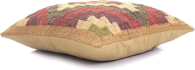 Chouhan Rugs 4 PCS Set of Hand Woven Jute Kilim Cushion Cover Indian Vintage Pillows 18X18 Rug Boho Shams (Pattern 2)