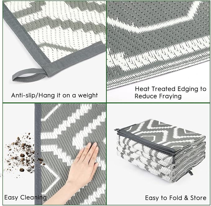 fifame Outdoor Camping Rugs, 10x20 Outdoor Rug Patios Clearance Plastic Straw Rug Weatherproof Reversible Mats, Large Floor Mat for Outdoors, RV, Patio, Backyard, Deck, Picnic, Beach, Trailer, Camping