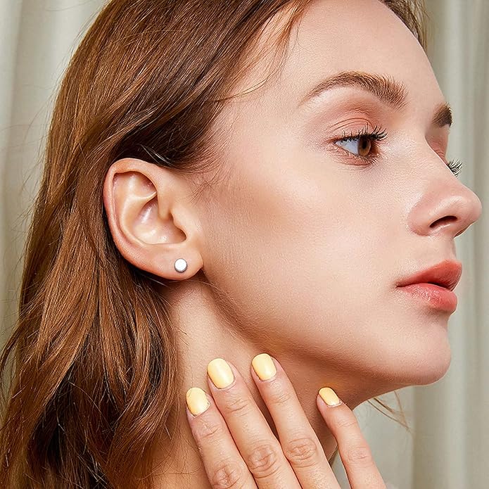 FindChic Hypoallergenic Sterling Silver Small Bar/Heart/Dot/Triangle/Butterfly/Lightning Studs Earrings Minimalist Geometric Jewelry Valentine Gifts for Women Men Girls, with Gift Box