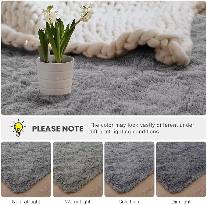 Macgace Small Throw Rugs for Bedroom, 2x3 Grey Mini Non-Slip Area Rug, Super Soft Plush Fluffy Carpet Modern Home Decor Aesthetic for Entryway Entrance Nursery Kids Room Dorm Office