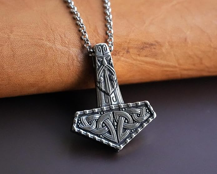 Baldur Jewelry - Thors Hammer Necklace Pendant Mjölnir - Viking Norse Thor Hammer Pendant Viking Jewelry - Thor Necklace - Thor Gifts for Men - Viking Necklace for Men