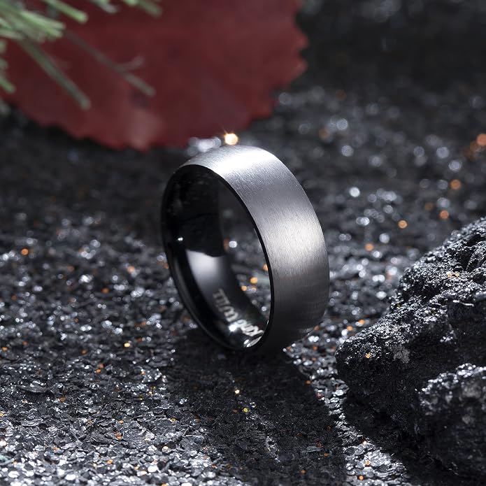 King Will Wedding Band for Men Women, 2/4/6/7/8mm Domed Matte Brushed Tungsten Carbide Rings, Solid/Dual Color Engagement Rings, Comfort Fit