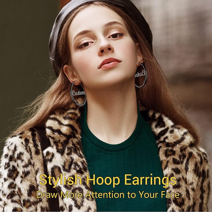 Stainless Steel Chunky Hoop Earrings For Women, Minimalist and Chic, Black/Gold Plated, Round Hoops Earrings Hypoallergenic, Size: 30mm/40mm/60mm/80mm, Come with Box