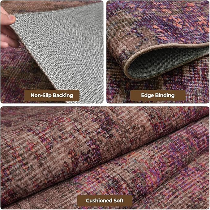 Washable Rugs 8x10 Area Rugs for Living Room,Bedroom,Dining Room-Modern Abstract Neutral Accent Rugs with Non Slip Backing,Large Soft Low Pile Carpet for Nursery Home Office (Stain-Resistant)