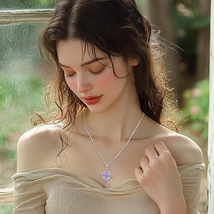 Pentagram Necklace Sterling Silver Triple Moon Goddess/Celtic Knot Witches Knot/Ankh/Sun and Moon/Hecate/Lilith/Santa Muerte/Tetragrammaton Pendant Necklace Pagan Wiccan Magic Egyptian Amulet Jewelry for Women Men