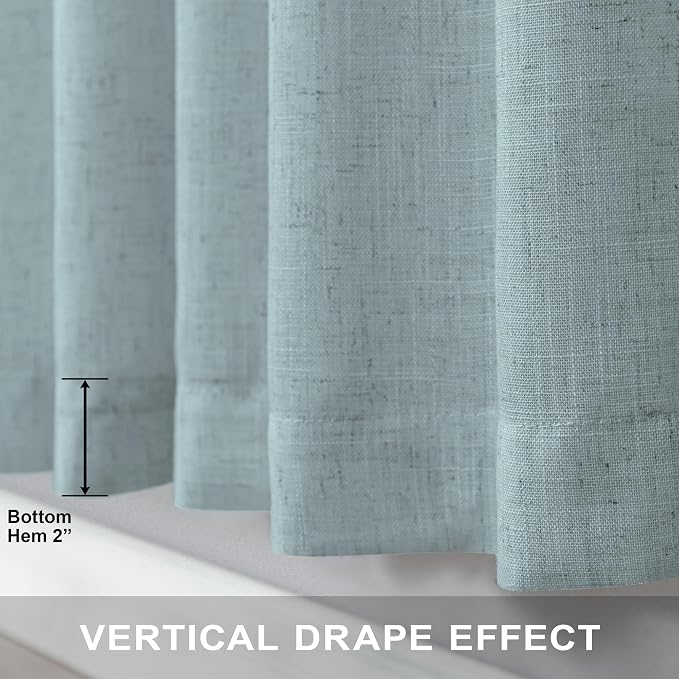 Grey Green Curtains 72 Inch Length for Living Room Pair Set 2 Panels Back Tab Pocket Drapes Light Filtering Semi Sheer Gray Teal Curtains for Door Summer Pool Spa Room Cottage Rustic Decor 52x72 Long