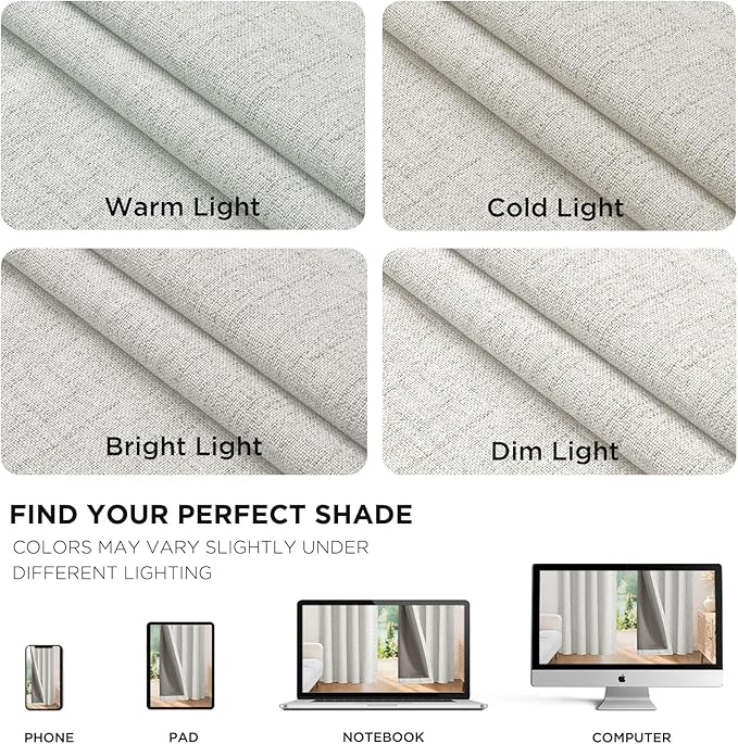 Joydeco Blackout Curtains for Bedroom - 108 Inch Long 100% Light Blocking 2 Panels Set White Drapes, Thermal Insulated Room Darkening Curtains, Linen Textured for Living Room, Rod Pocket & Back Tabs