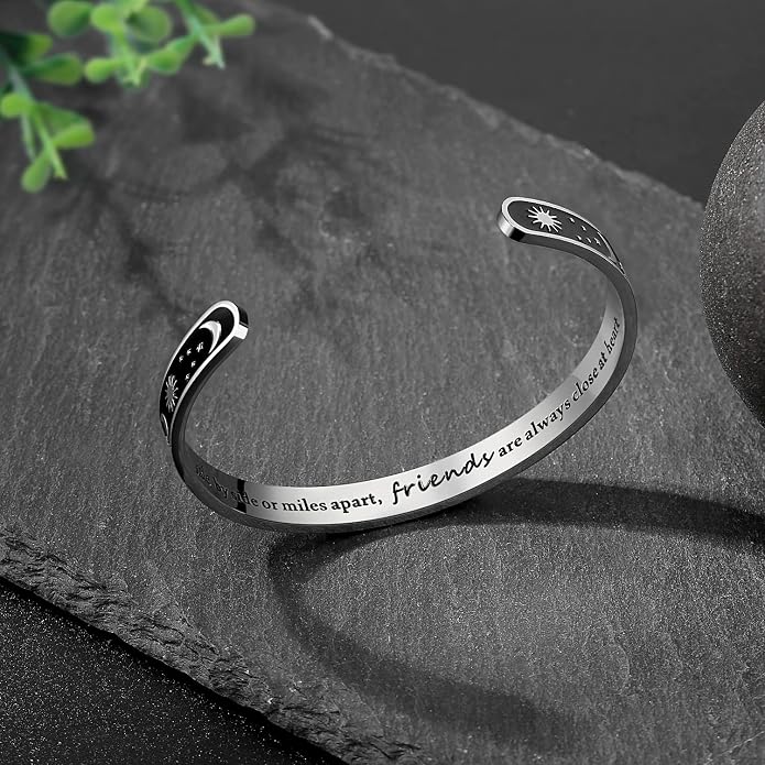 TONY & SANDY Inspirational Bracelets for Women Teen Girls Personalized Gifts for Daughter Granddaughter Mom Sister Friends Stainless Steel Engraved Cuff Birthday Easter Christmas