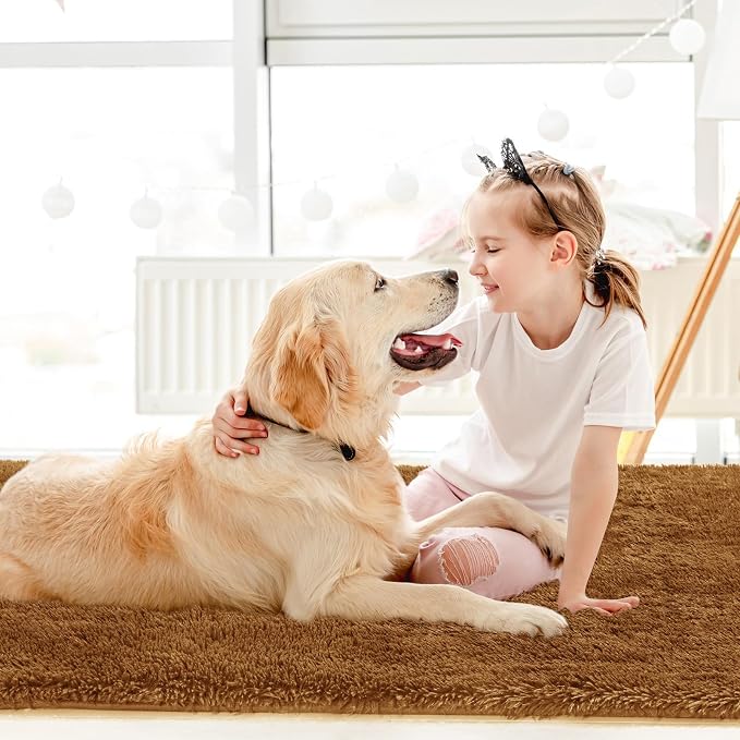 Sour Lemon 8x10 Area Rugs for Bedroom Living Room, Large Fluffy Shag Rug | Shaggy Carpet, Soft Plush Furry Bedside Rugs, Anti Slip,Washable Area Modern Rugs Floor Mat for Kids Girls Boys Living Room
