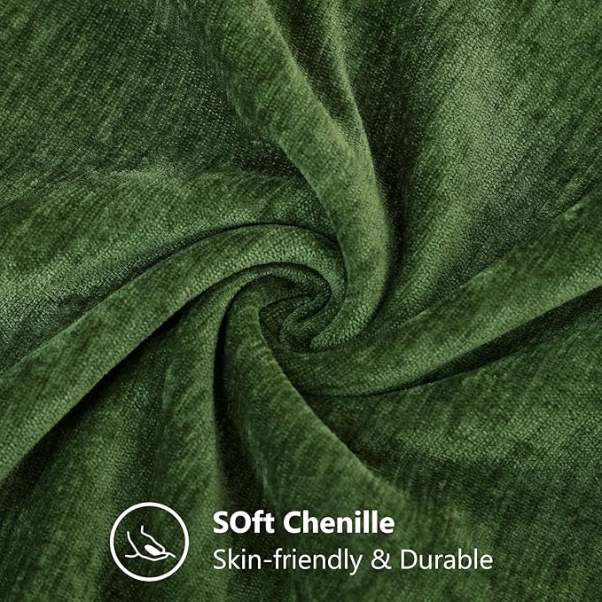 decorUhome Soft Chenille Moss Green Throw Pillow Covers 18X18 Set of 2 | Decorative Fall Couch Pillow Covers Solid Dyed Accent Modern Farmhouse Neutral Square Pillow Cases for Sofa