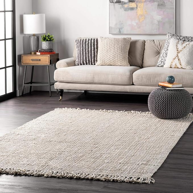 nuLOOM Daniela Off White Solid Flatweave Area Rug, 10' x 13'